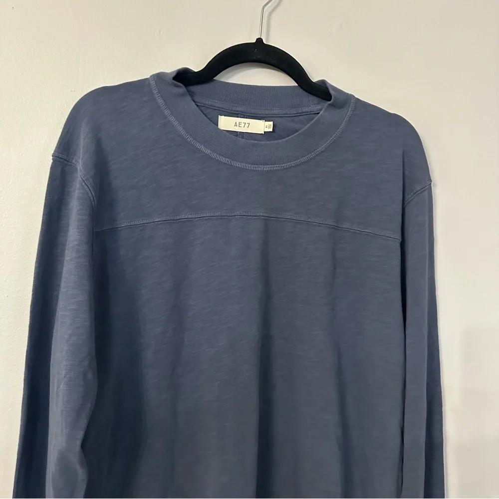 Ae77 Men’s Long Sleeve Navy Cotton Crewneck Sweater Sz M NWT